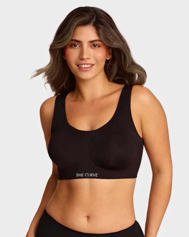 SHE CURVE Underwear Lifting Wire-Free Jelly Bra, Seamless Comfort, Soft Breathable, Supportive Push-Up Bra made by She Curve