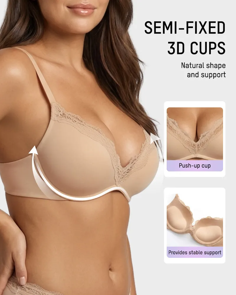Deep V Lace Push-Up Bra sold by She Curve product image thumbnail 4