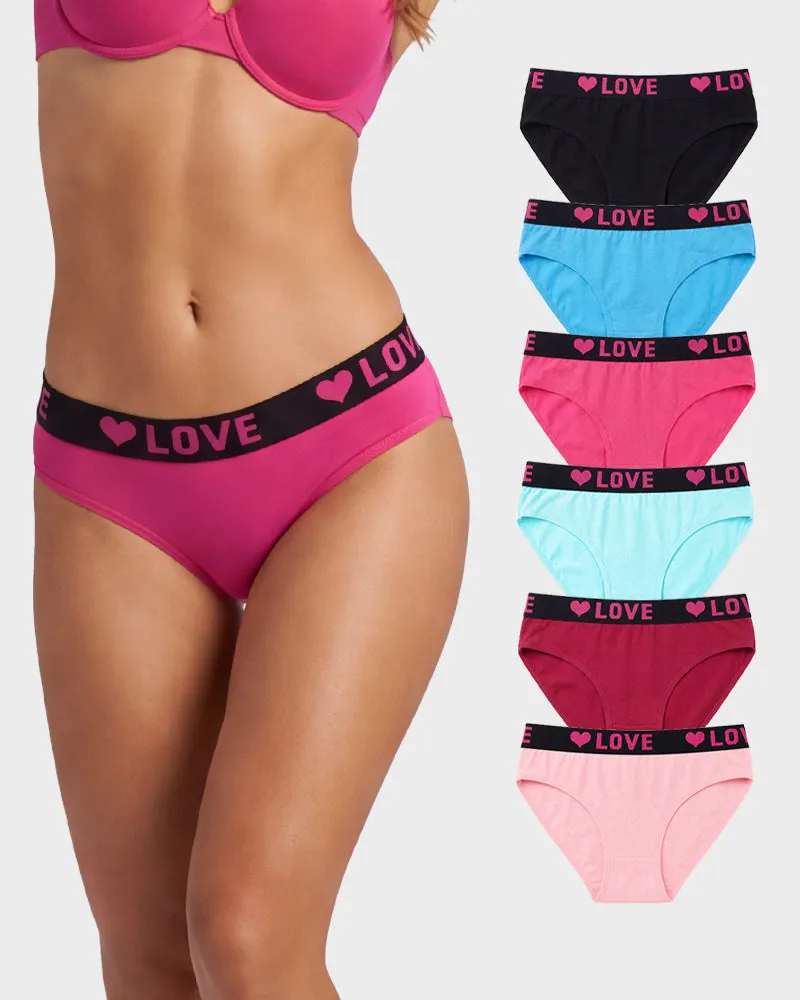 6 Pack LOVE Print Cotton Bikini Panties sold by She Curve product image thumbnail 2