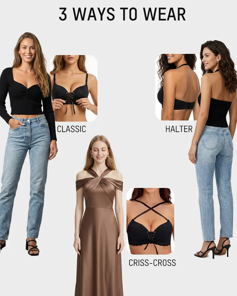 Wireless Front Lace-Up Push-Up Bra sold by She Curve product image thumbnail 5