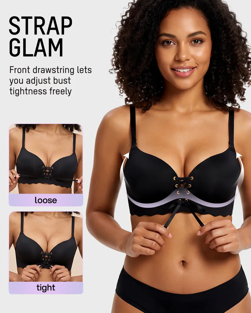 Wireless Front Lace-Up Push-Up Bra sold by She Curve product image thumbnail 2