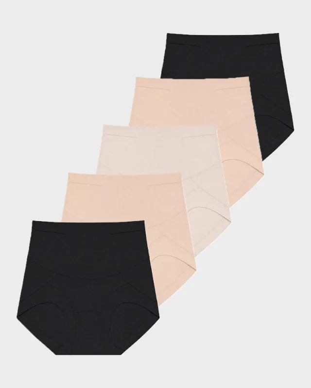 Double Sculpt High Waist Tummy Control Briefs(5-Pack) made by She Curve