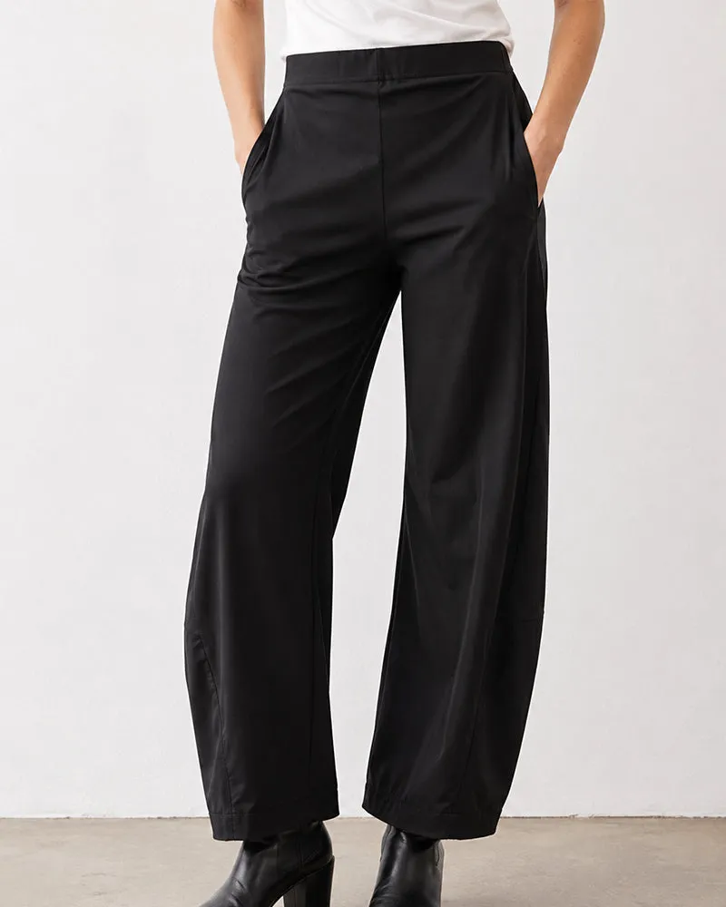 Mid-Rise Barrel Pants with Elastic Back Waist sold by She Curve