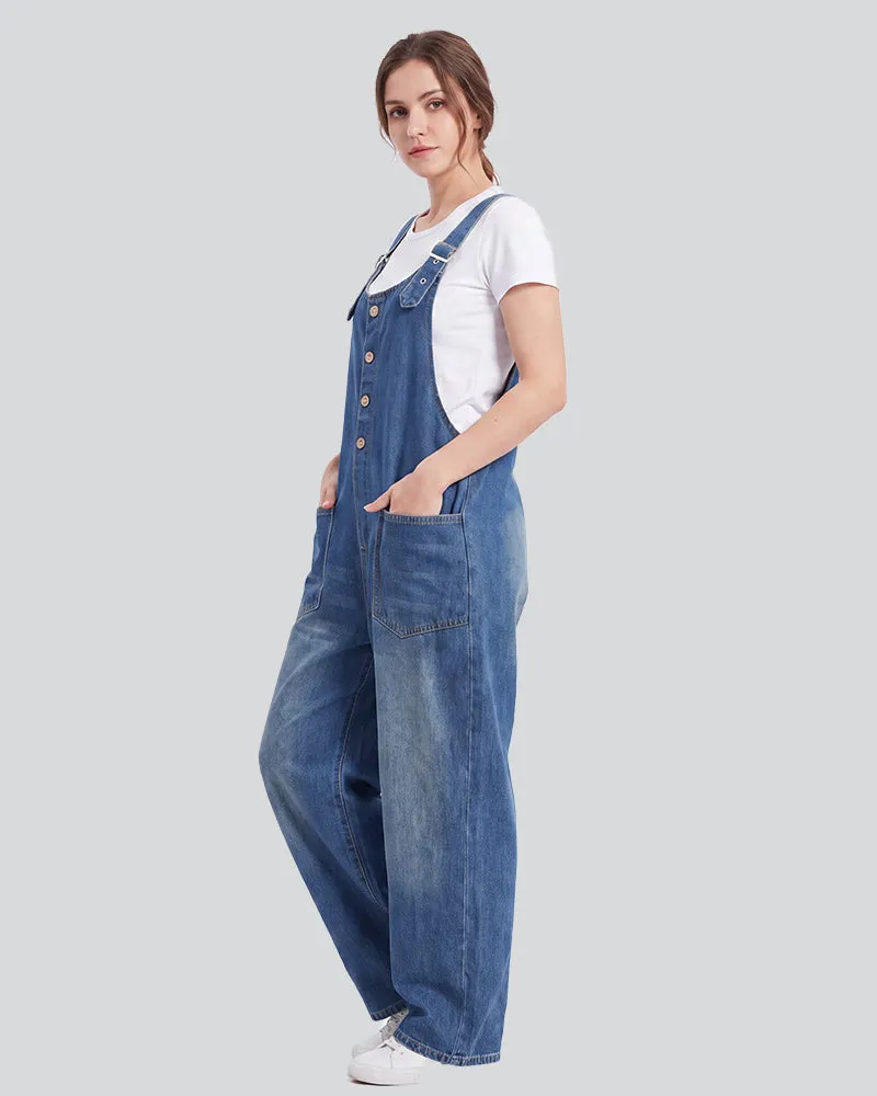 Vintage Button-Front Denim Bib Overalls sold by She Curve product image thumbnail 2