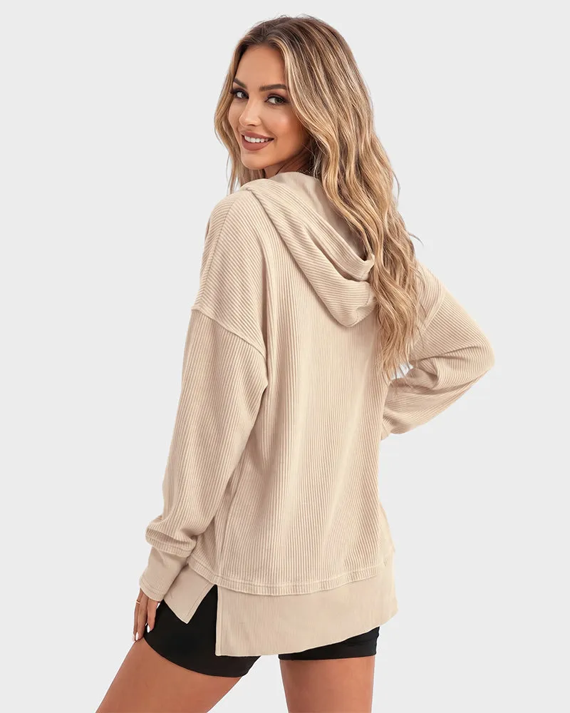 Oversized Collared Ribbed Sweatshirt sold by She Curve product image thumbnail 3
