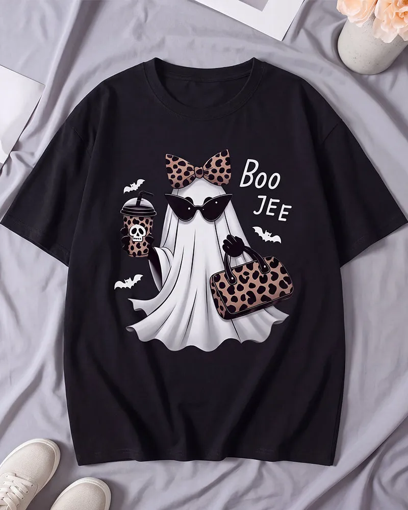 Boo-Jee Leopard Ghost Graphic T-Shirt sold by She Curve product image thumbnail 5