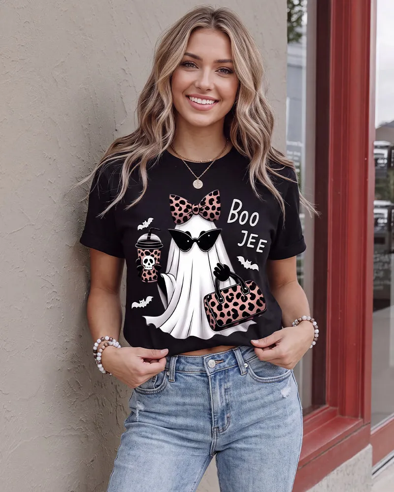 Boo-Jee Leopard Ghost Graphic T-Shirt sold by She Curve product image thumbnail 2