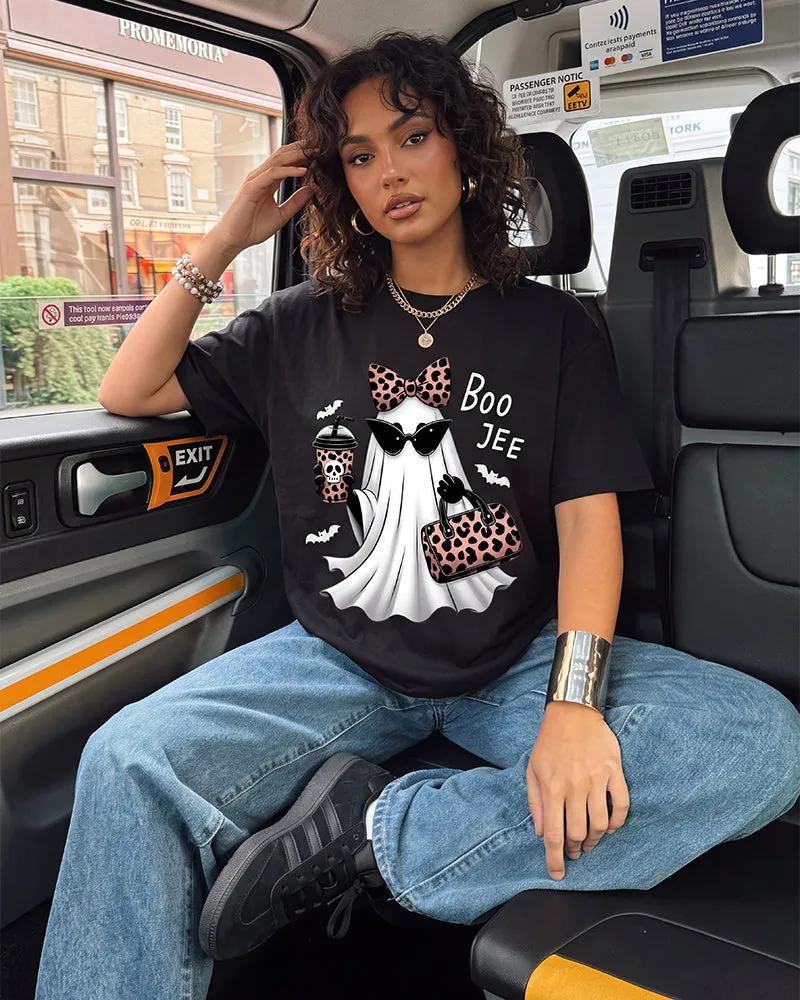 Boo-Jee Leopard Ghost Graphic T-Shirt sold by She Curve product image thumbnail 4