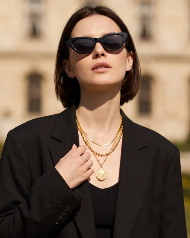 Gold-Plated Layered Pendant Necklace made by She Curve