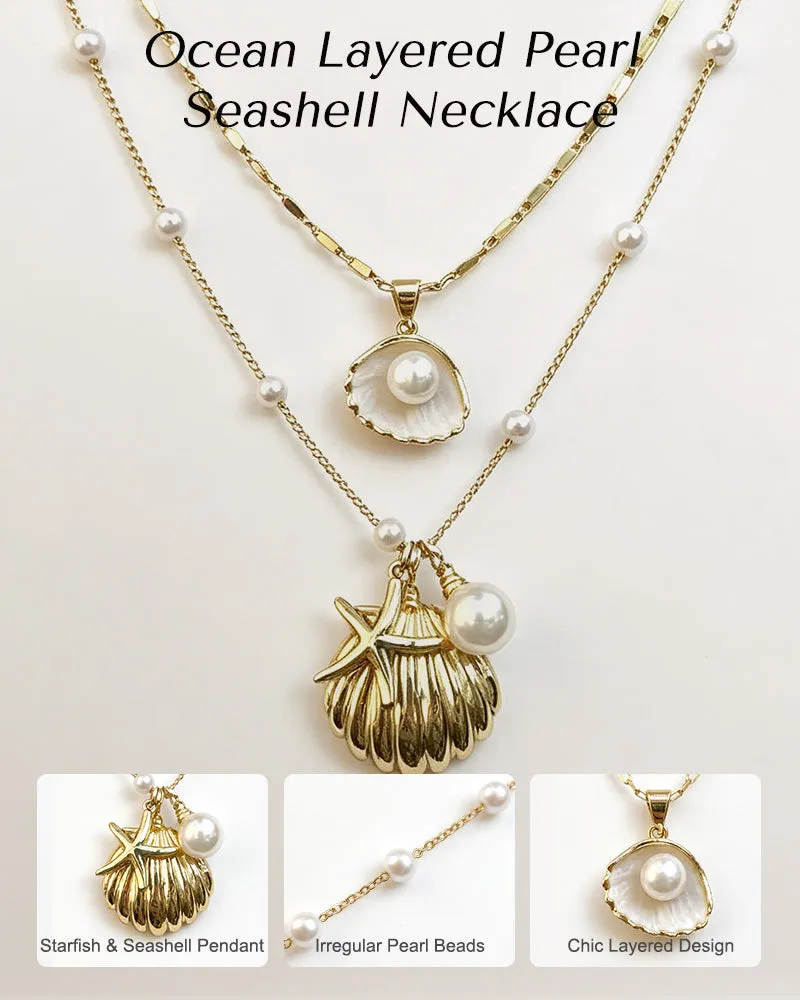 Pearl & Ocean Charm Stackable Necklace sold by She Curve product image thumbnail 3