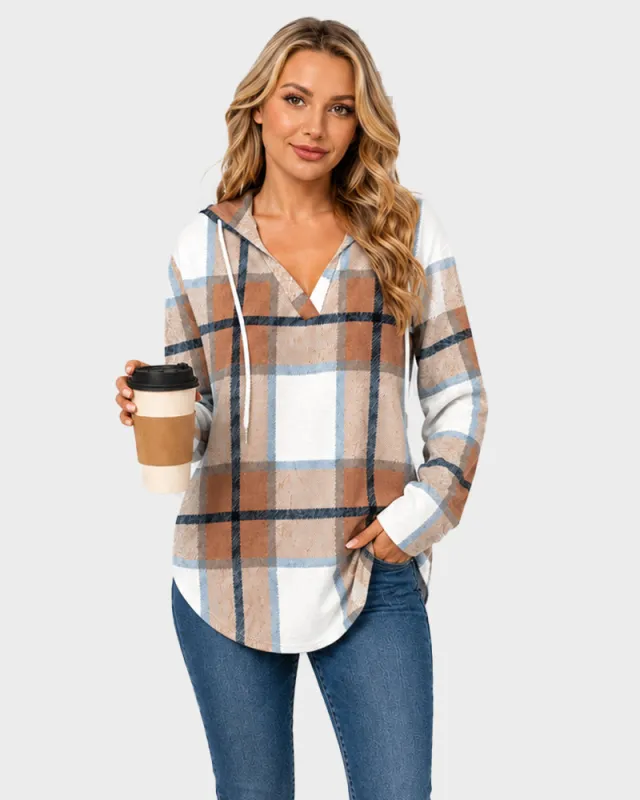 Relaxed V-Neck High-Low Tunic Hoodie made by She Curve