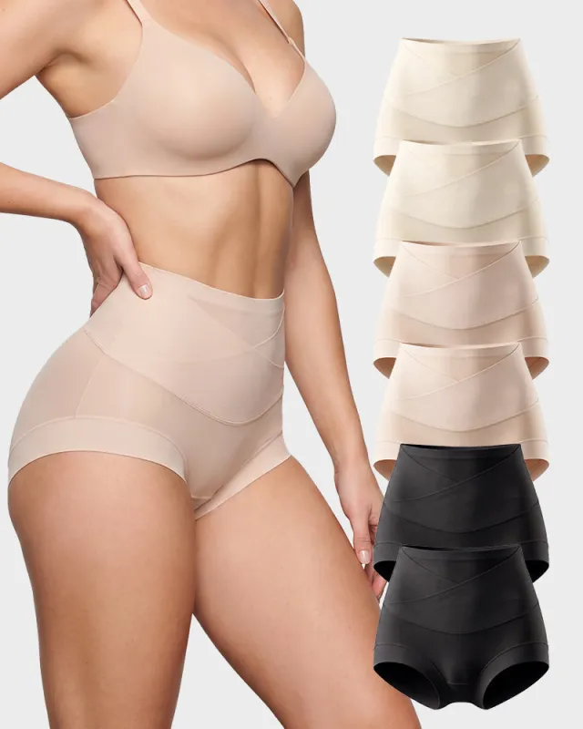 High-Waisted Double-Layer Tummy-Control Briefs(6 pack) made by She Curve
