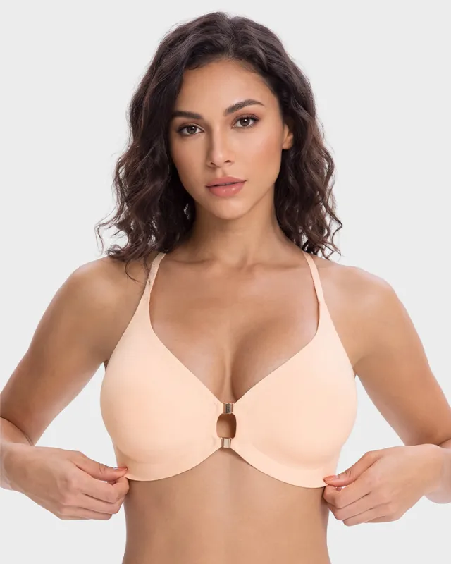 Magnetic Front-Closure Lace Cross-Back Bra made by She Curve