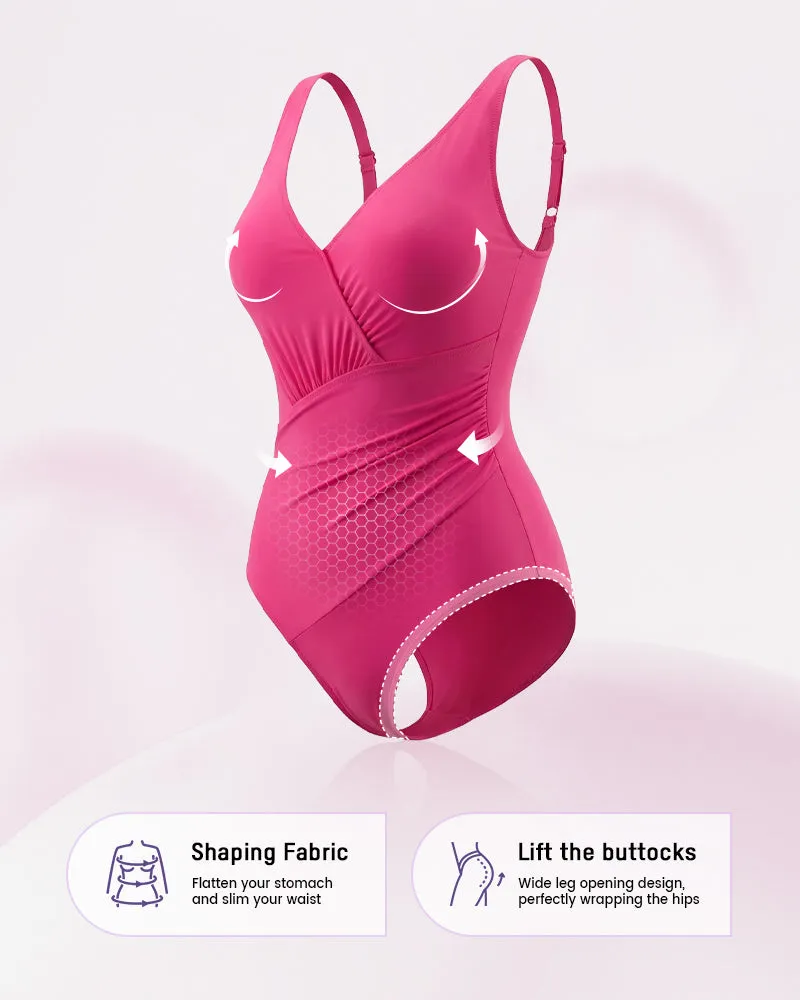 Sculpt Ease Ruched V-Neck One-Piece Swimsuit sold by She Curve product image thumbnail 2