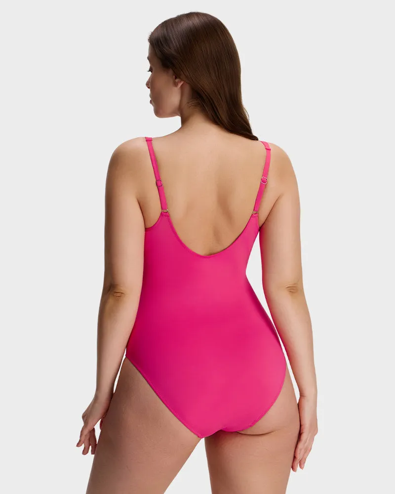 Sculpt Ease Ruched V-Neck One-Piece Swimsuit sold by She Curve product image thumbnail 4