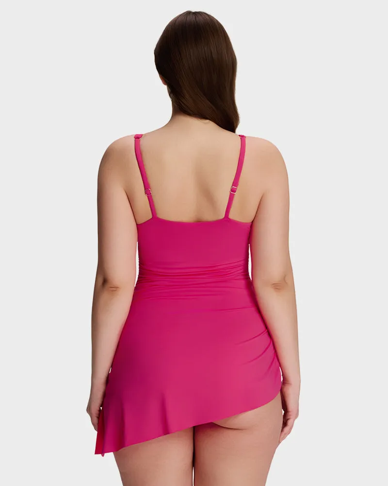 Ruched V-Neck Side Tie Slimming Swim Dress sold by She Curve product image thumbnail 5