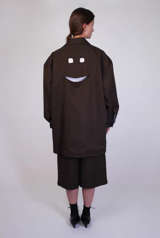 Pinstripe Cut-Outs Overshirt made by Alejandra de Coss