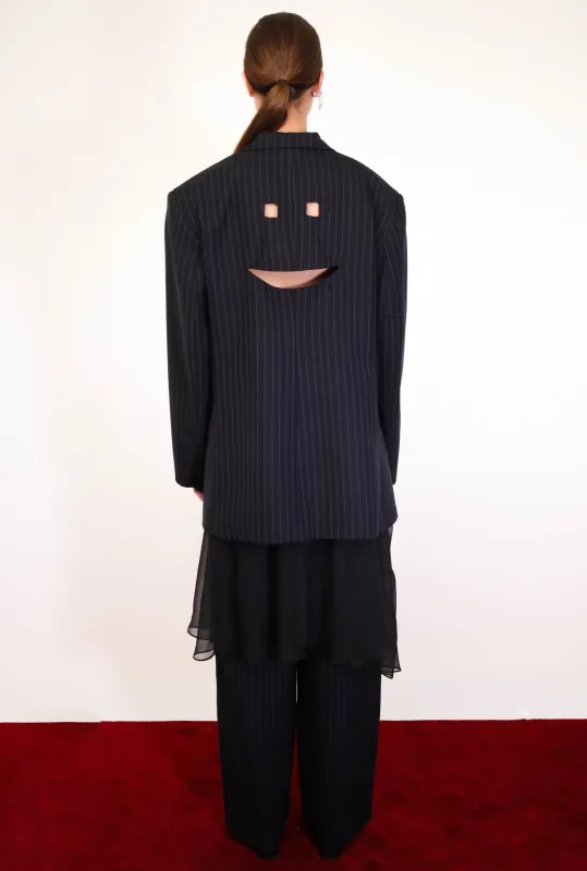 Pinstripe Cut-Outs Blazer made by Alejandra de Coss