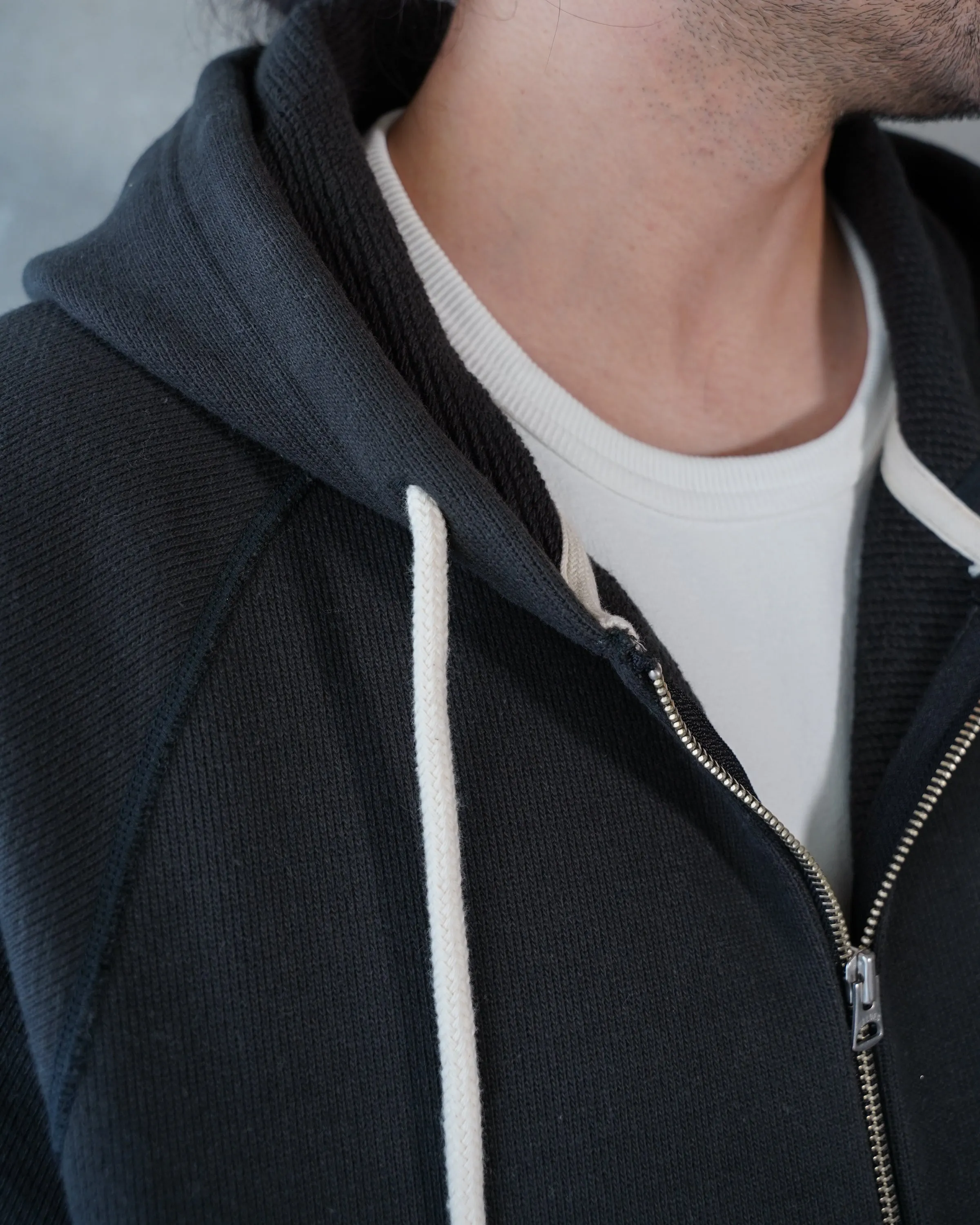 Zip Hoodie - 876gsm Double Heavyweight French Terry - Sumi Black sold by Tate + Yoko product image thumbnail 4