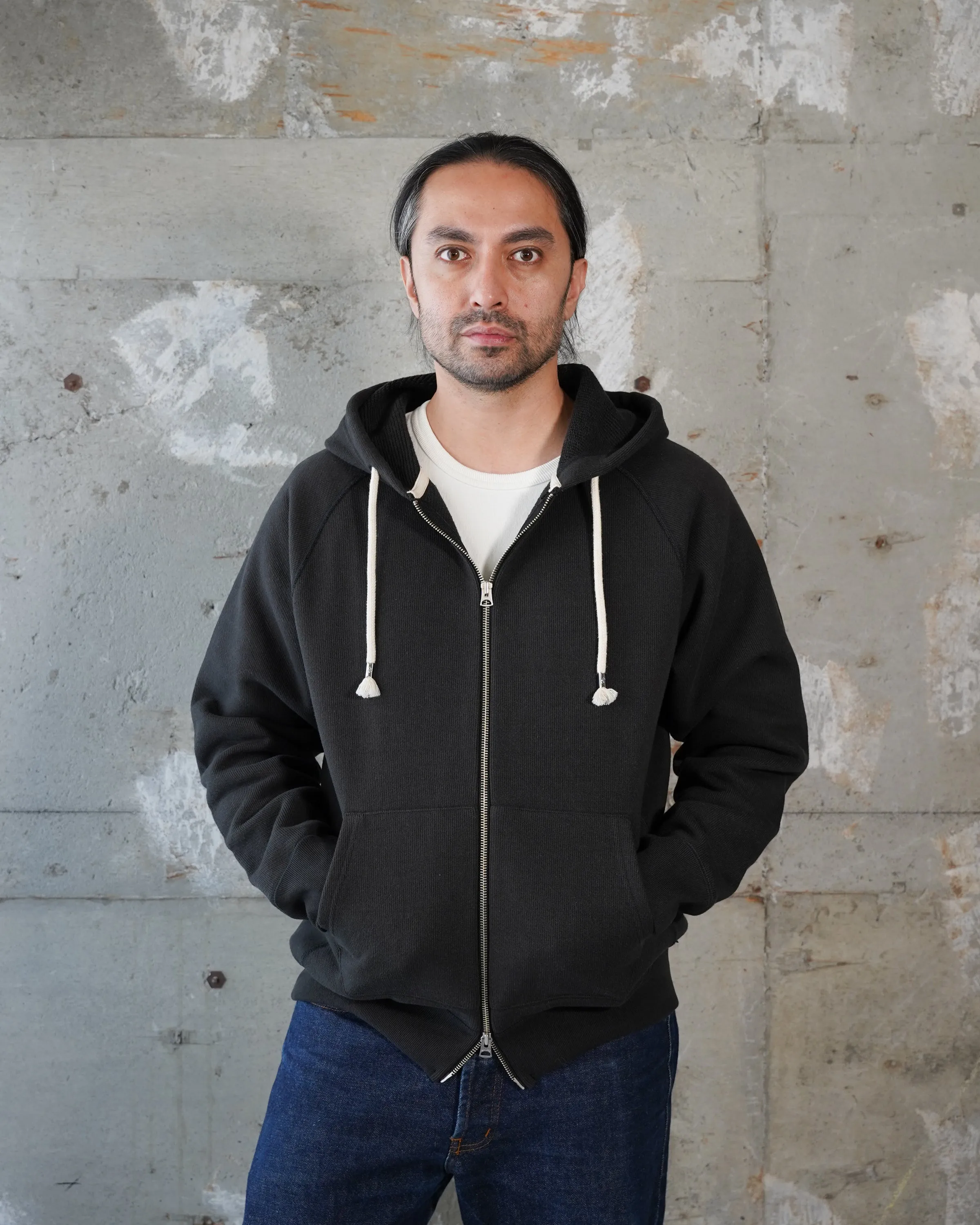 Zip Hoodie - 876gsm Double Heavyweight French Terry - Sumi Black sold by Tate + Yoko product image thumbnail 2