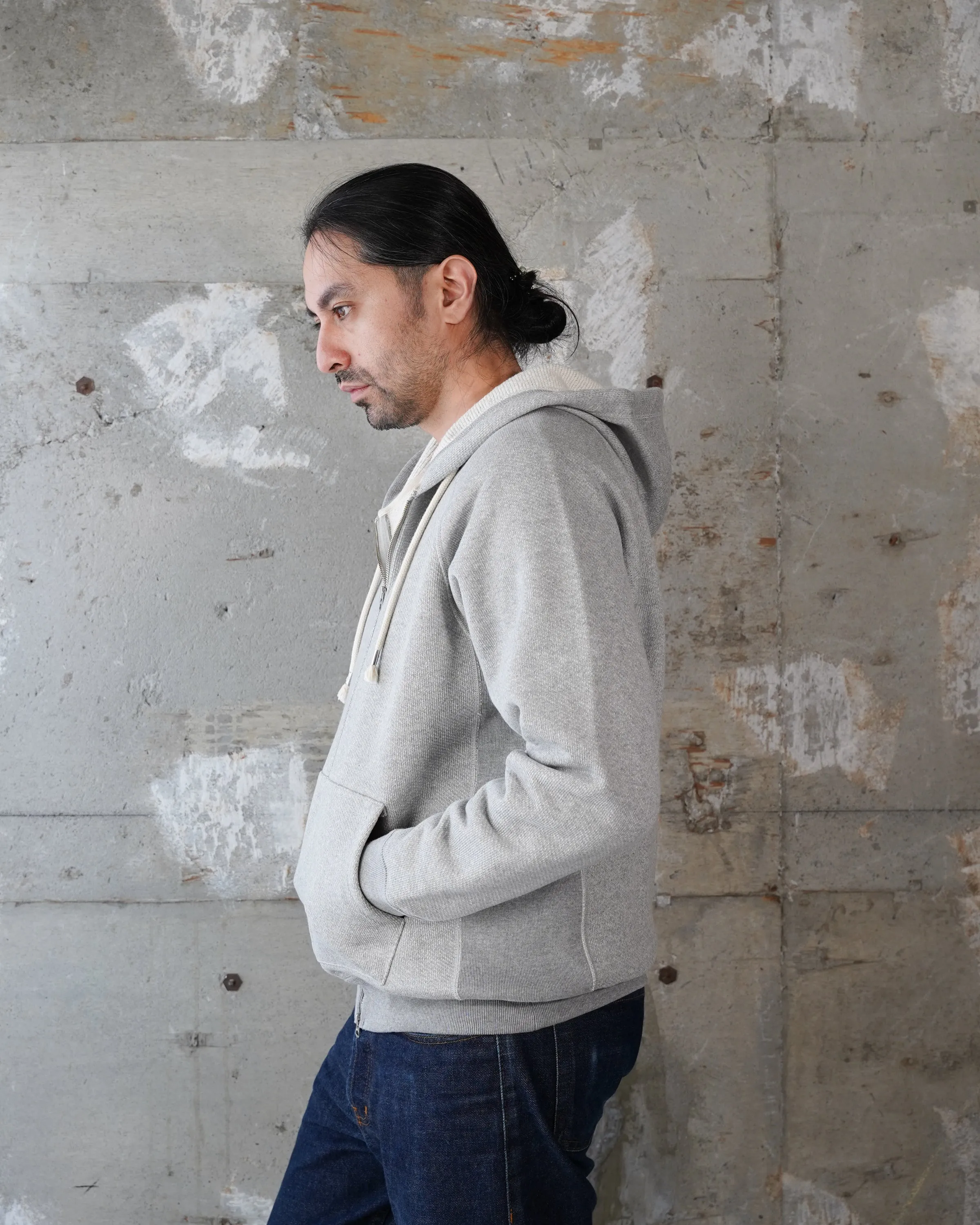 Zip Hoodie - 876gsm Double Heavyweight French Terry - Heather Grey sold by Tate + Yoko product image thumbnail 3