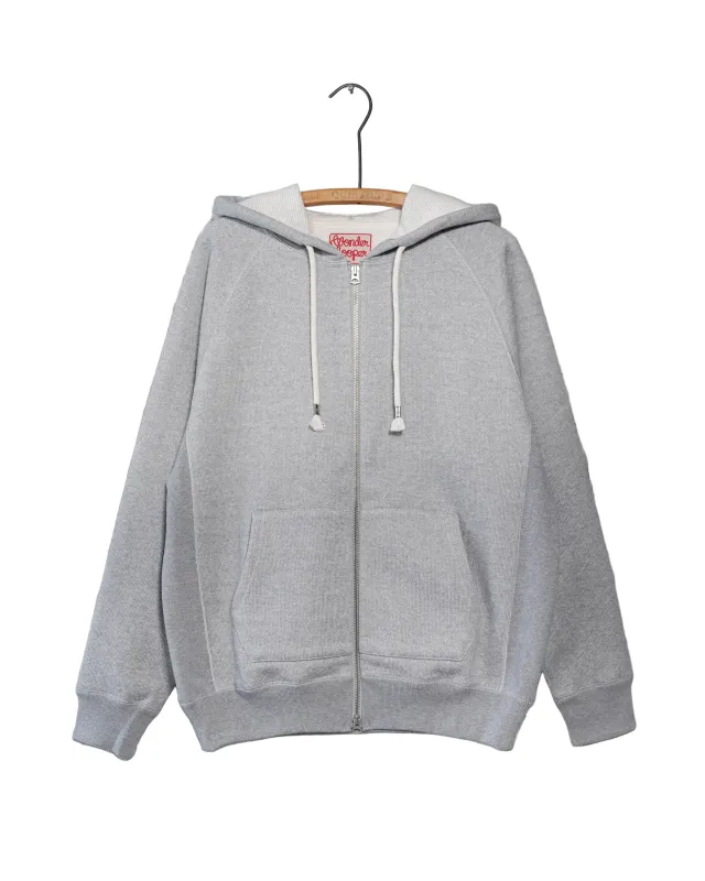 Zip Hoodie - 876gsm Double Heavyweight French Terry - Heather Grey sold by Tate + Yoko