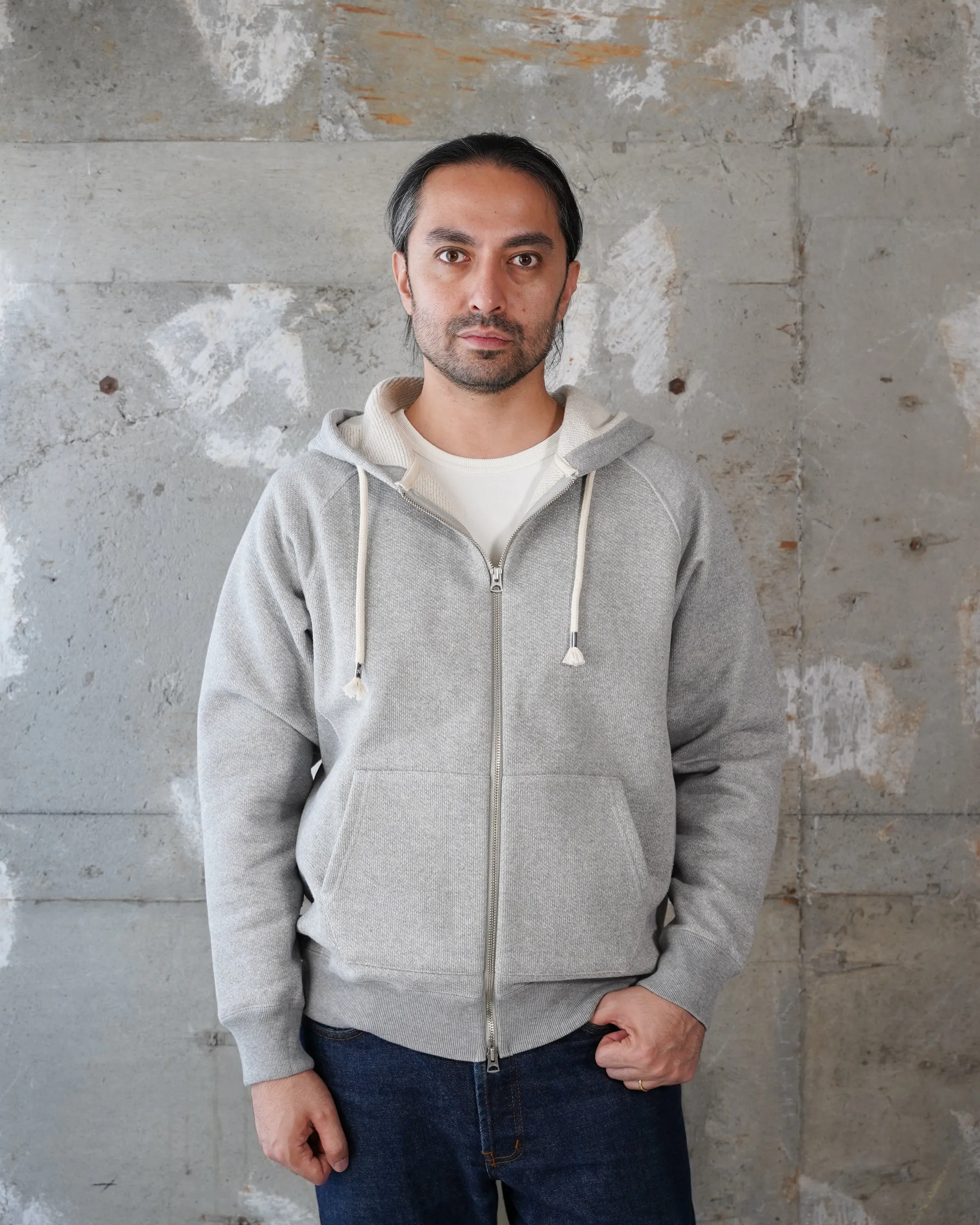Zip Hoodie - 876gsm Double Heavyweight French Terry - Heather Grey sold by Tate + Yoko product image thumbnail 2