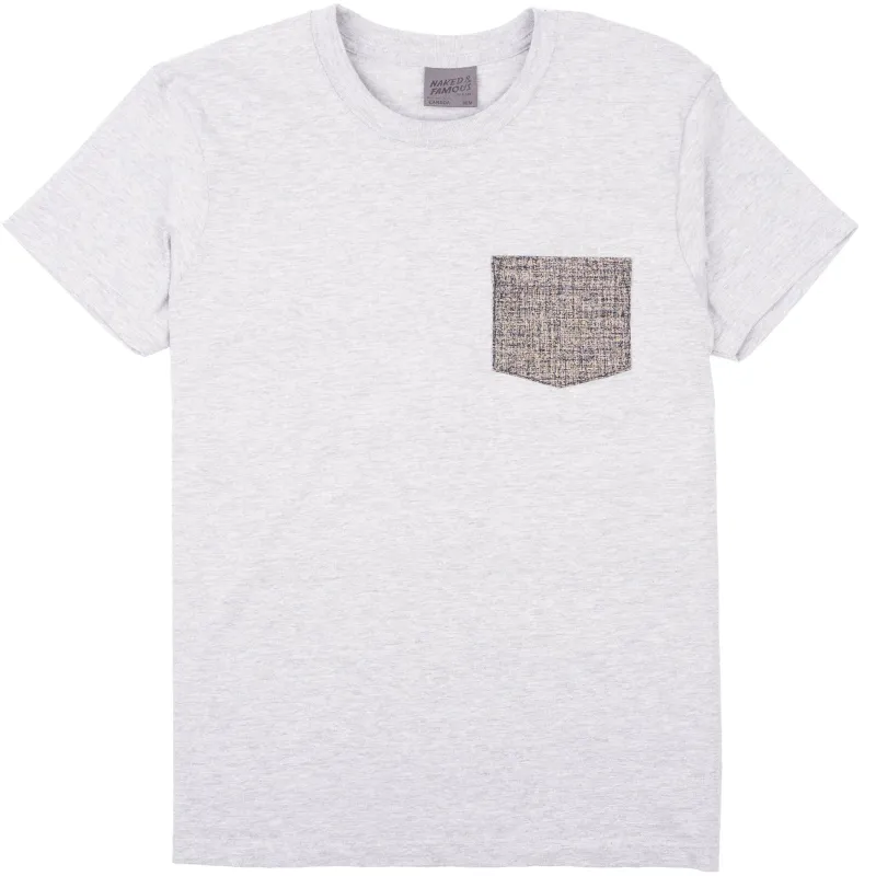 Pocket Tee - Heather Grey - Kimono Scramble - Indigo sold by Tate + Yoko