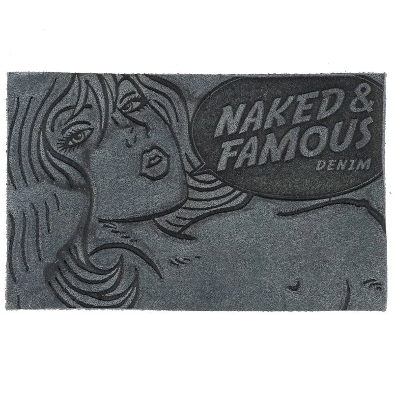 Tragic Blond Leather Patch - Blue Pull Up made by Naked & Famous Denim