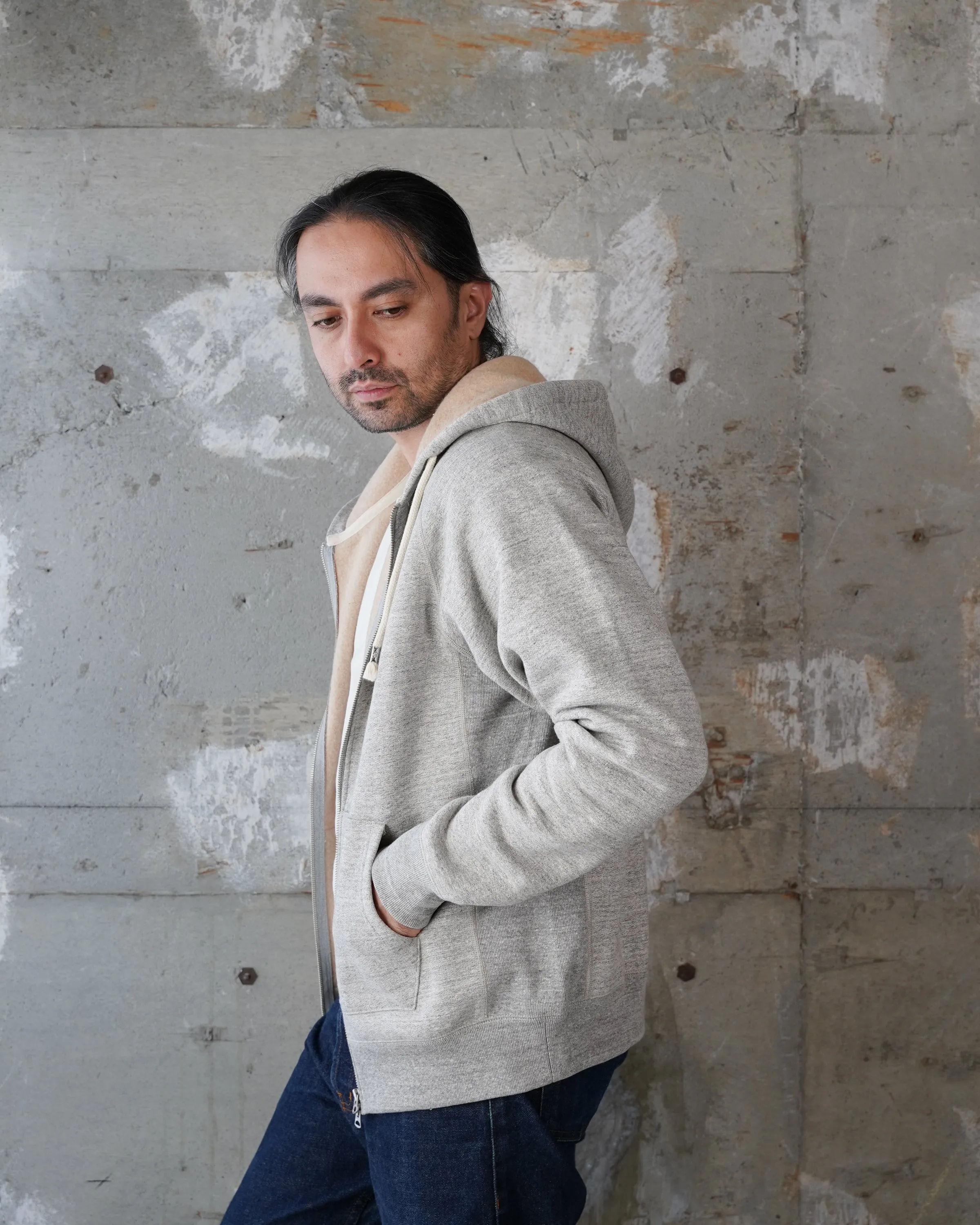 Zip Hoodie - Fleeced Foxfibre® - Heather Grey sold by Tate + Yoko product image thumbnail 4