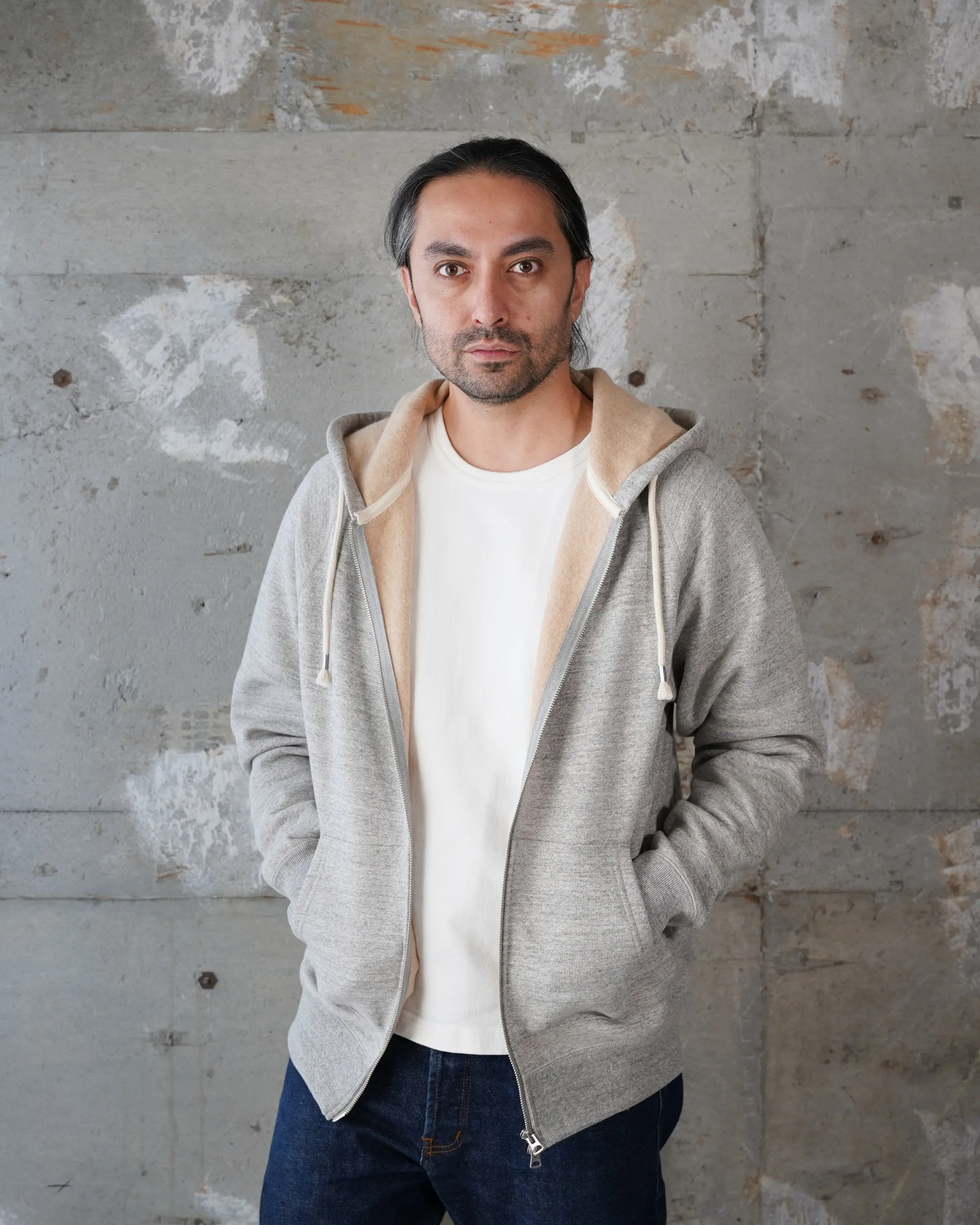 Zip Hoodie - Fleeced Foxfibre® - Heather Grey sold by Tate + Yoko product image thumbnail 2