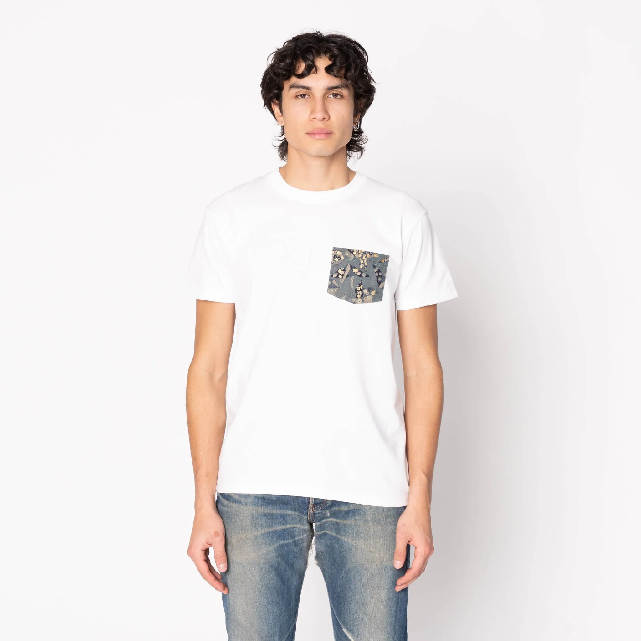 Pocket Tee - White - Origami Poplin - Blue sold by Tate + Yoko product image thumbnail 2