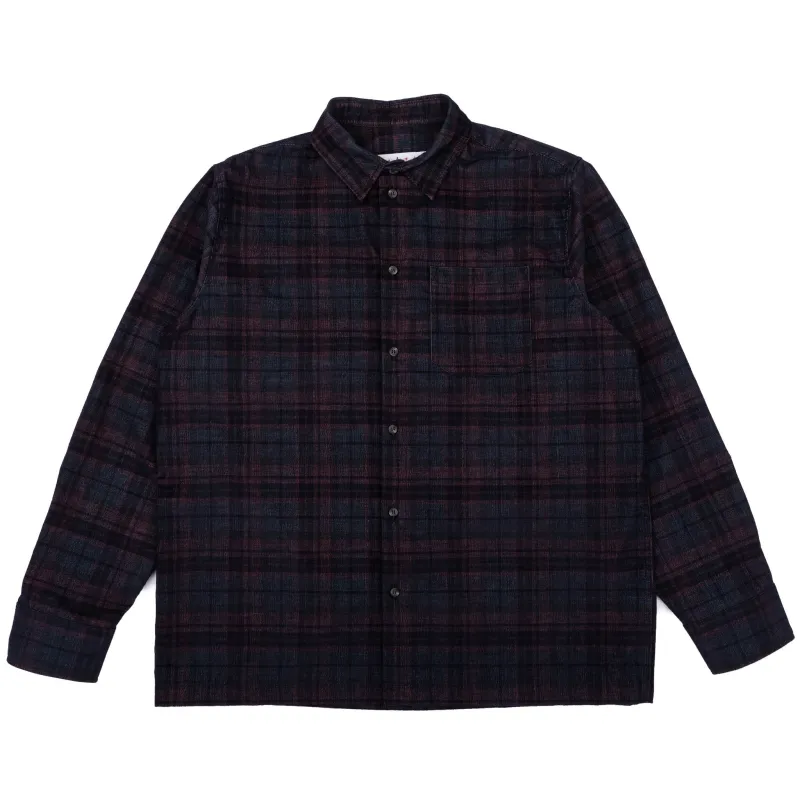 True Shirt - Corduroy Shirting (21W) - Green / Eggplant made by Naked & Famous Denim