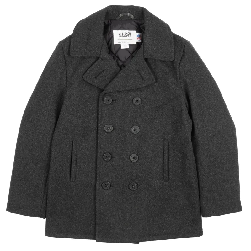 740 - Classic Melton Wool Navy Pea Coat - Dark Oxford Grey sold by Tate + Yoko