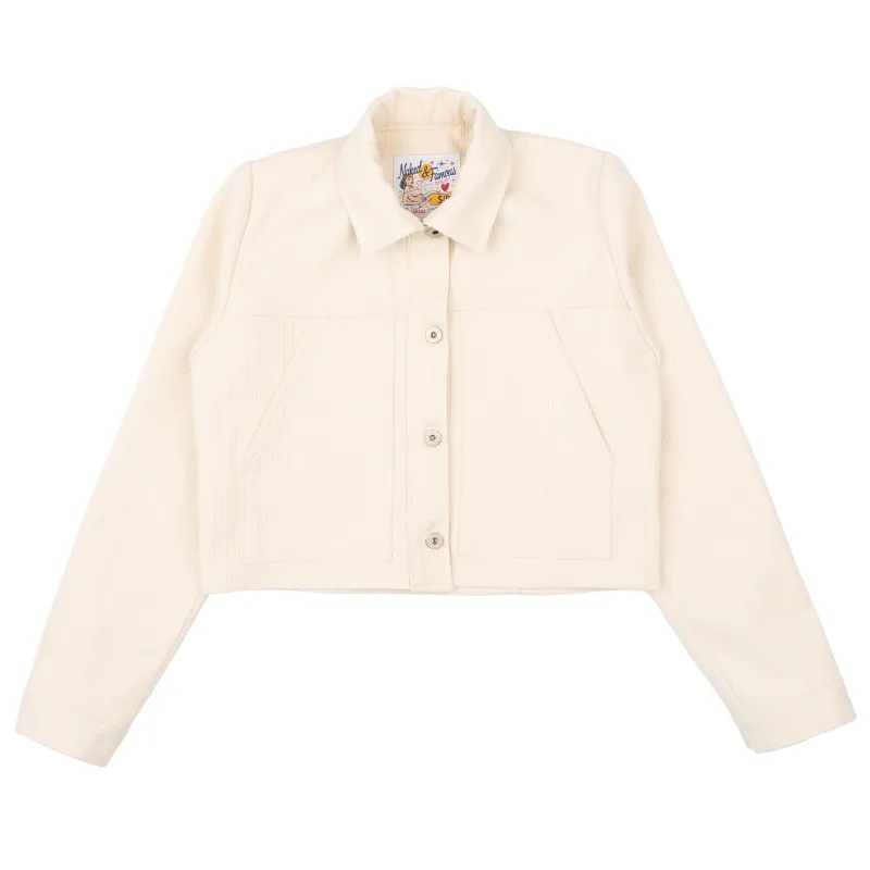 Cropped Denim Jacket - Judo Sashiko - Ecru sold by Tate + Yoko