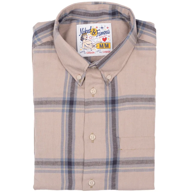Easy Shirt - Hemp Blend Check - Sand sold by Tate + Yoko