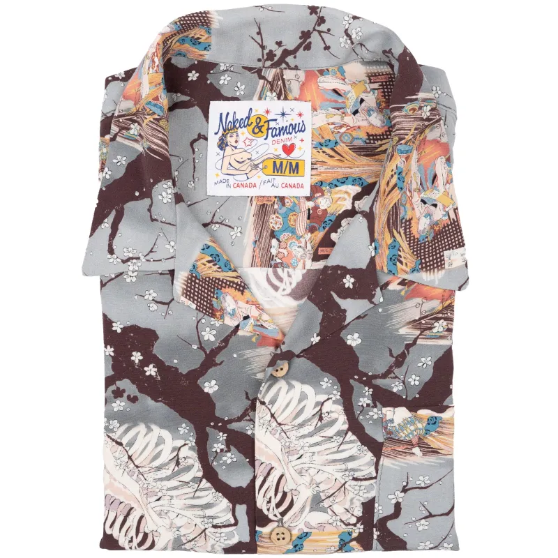 Aloha Shirt -  Skeletons  -  Pale  Blue sold by Tate + Yoko