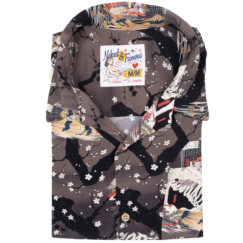 Aloha Shirt - Skeletons - Dark Grey sold by Tate + Yoko