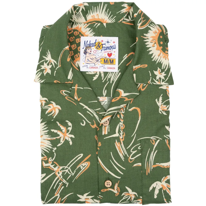 Aloha Shirt - Waikiki Waves - Green sold by Tate + Yoko