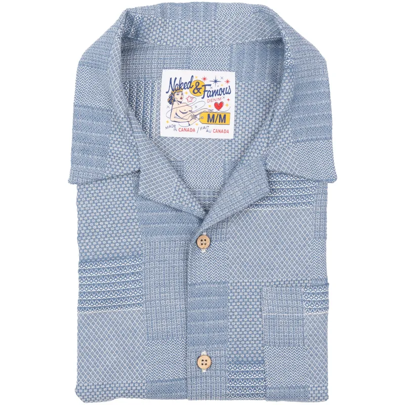Aloha Shirt - Dobby Patchwork - Pale Blue sold by Tate + Yoko