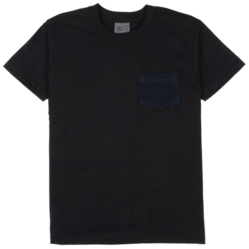 Pocket Tee - Black - Indigo Sashiko sold by Tate + Yoko
