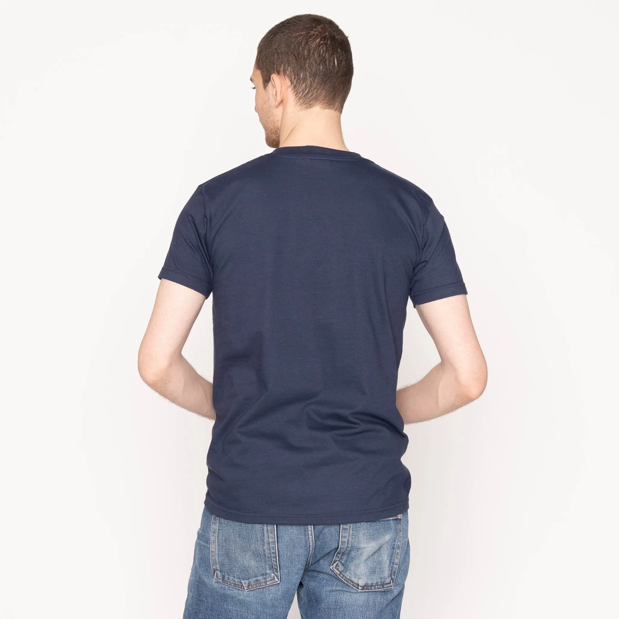 Pocket Tee - Navy - Dobby Patchwork - Pale Blue sold by Tate + Yoko product image thumbnail 3