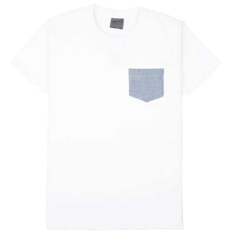 Pocket Tee - White - Dobby Patchwork - Pale Blue sold by Tate + Yoko