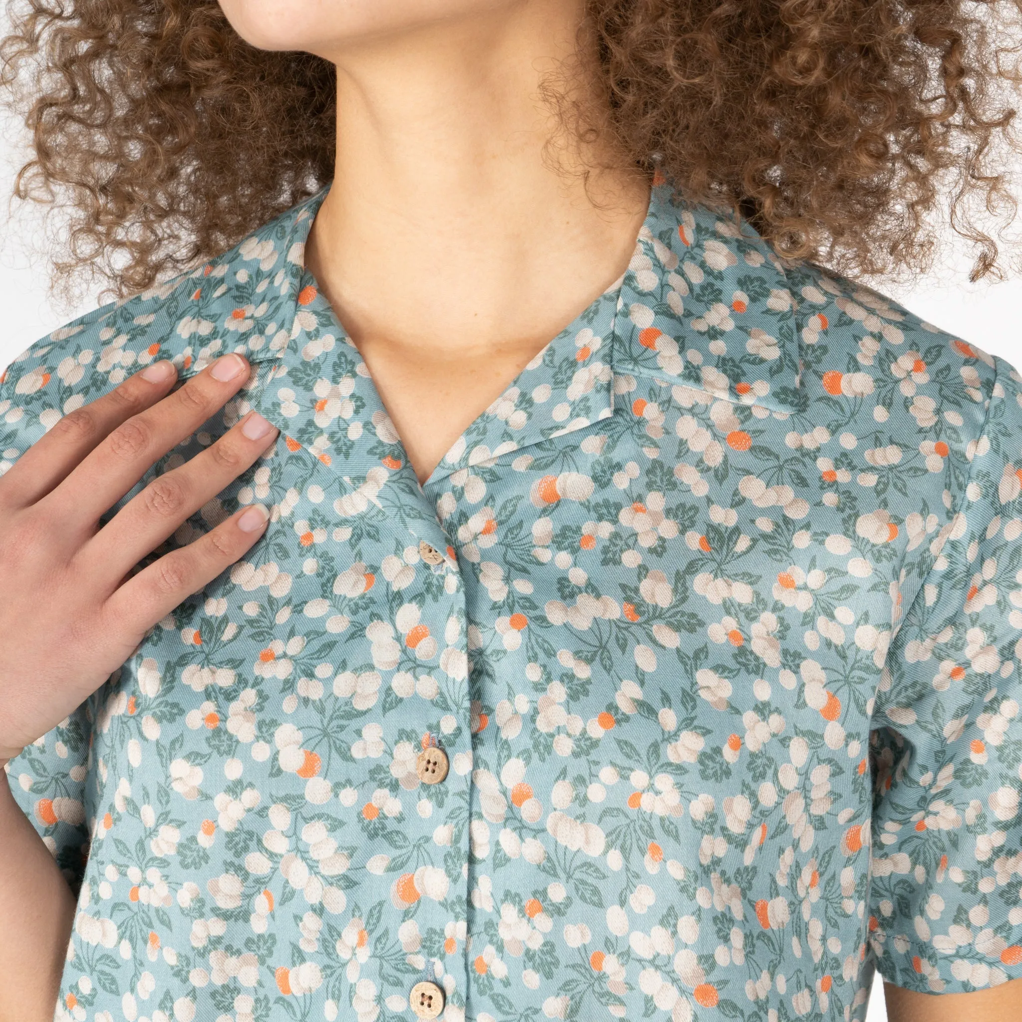 Camp Collar Shirt - Fruit Print - Cyan sold by Tate + Yoko product image thumbnail 4
