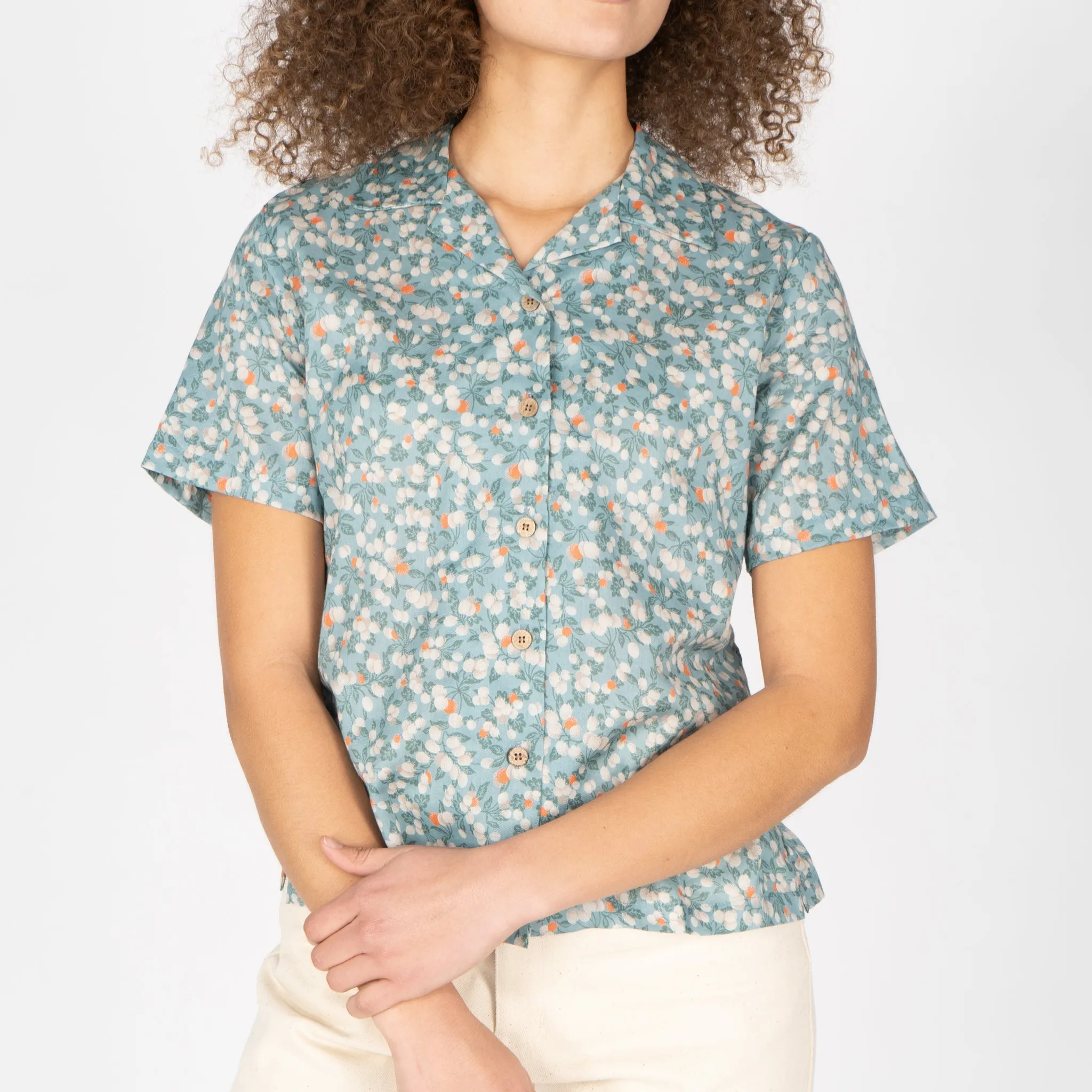 Camp Collar Shirt - Fruit Print - Cyan sold by Tate + Yoko product image thumbnail 2