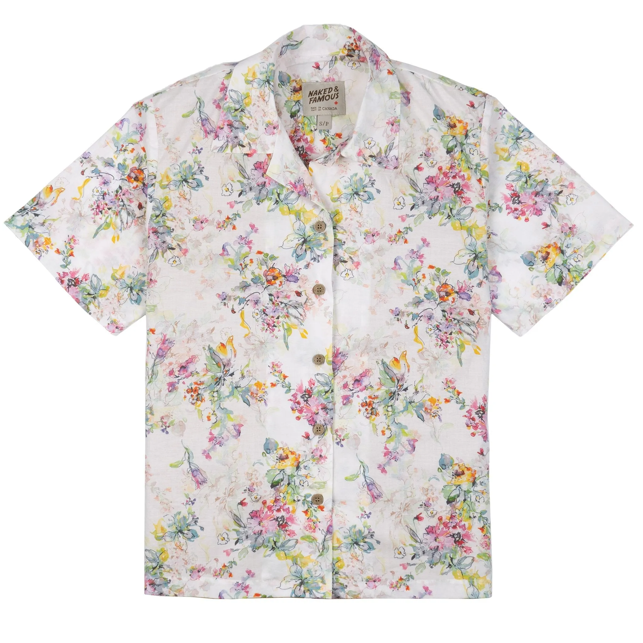Camp Collar Shirt - Flower Painting - White sold by Tate + Yoko