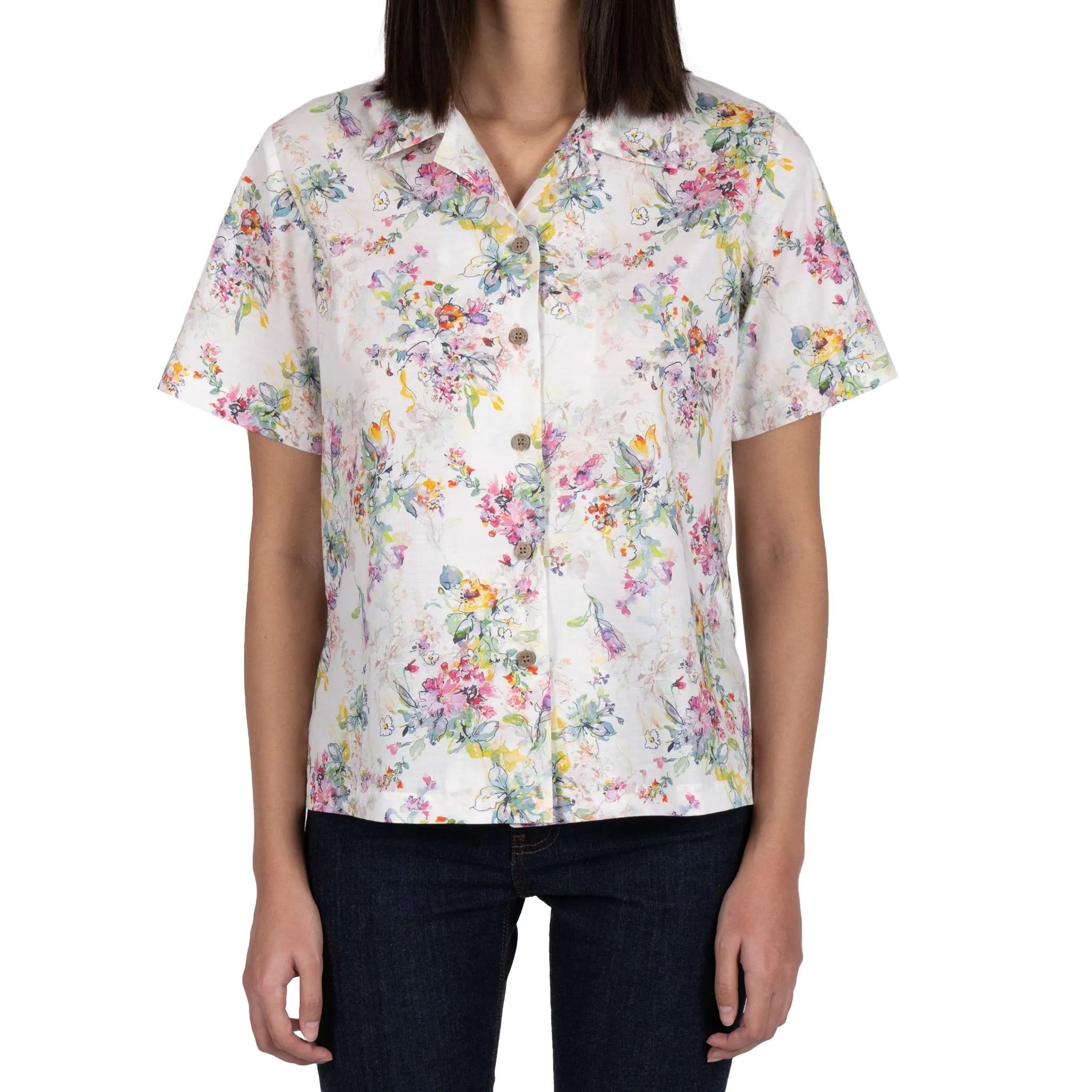 Camp Collar Shirt - Flower Painting - White sold by Tate + Yoko product image thumbnail 2