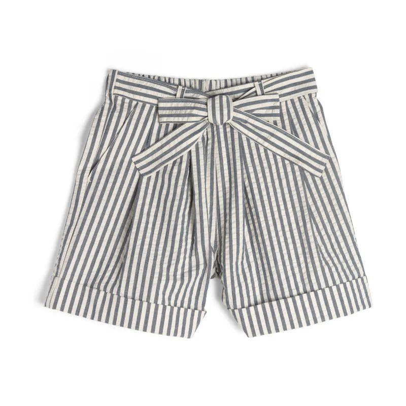 Wide Cuffed Short - Seersucker Stripe - Blue/Cream sold by Tate + Yoko