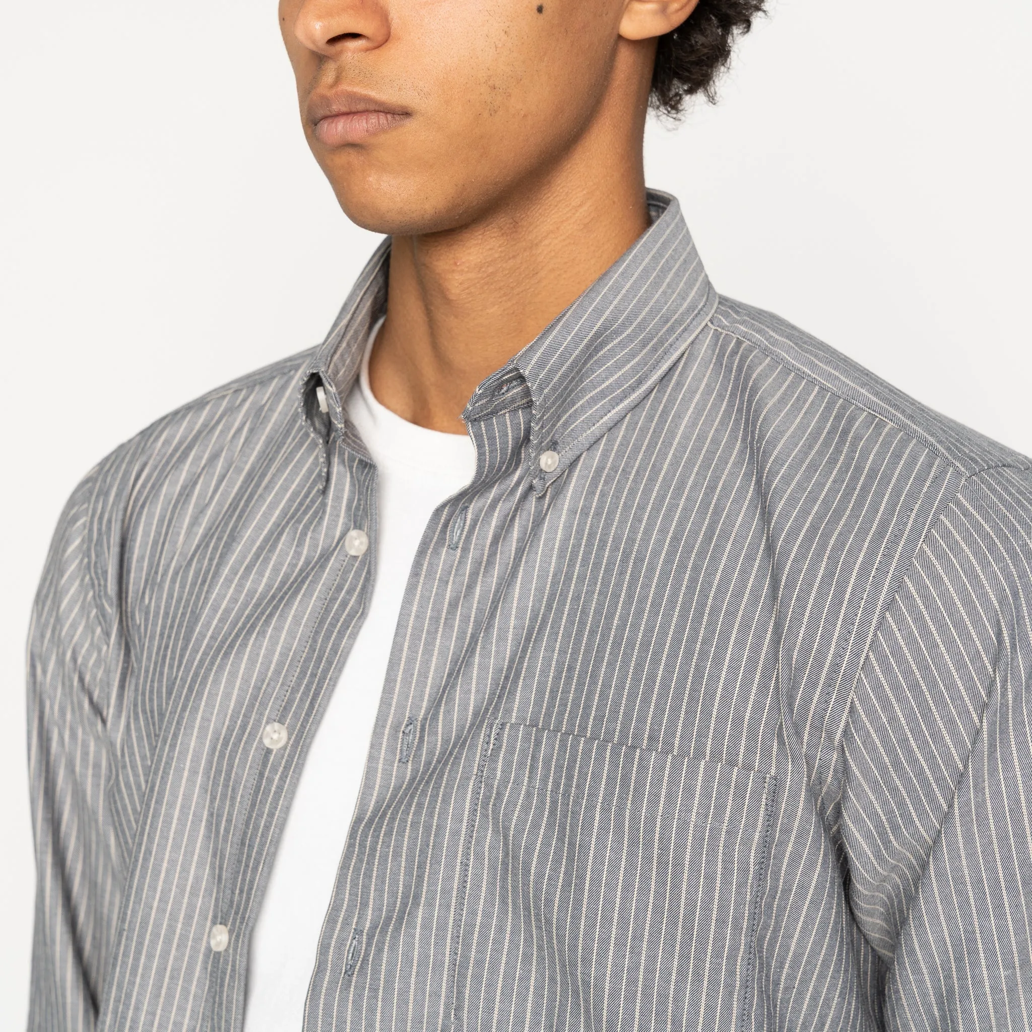 Easy Shirt - Soft Finish Classic Stripe - Indigo sold by Tate + Yoko product image thumbnail 4