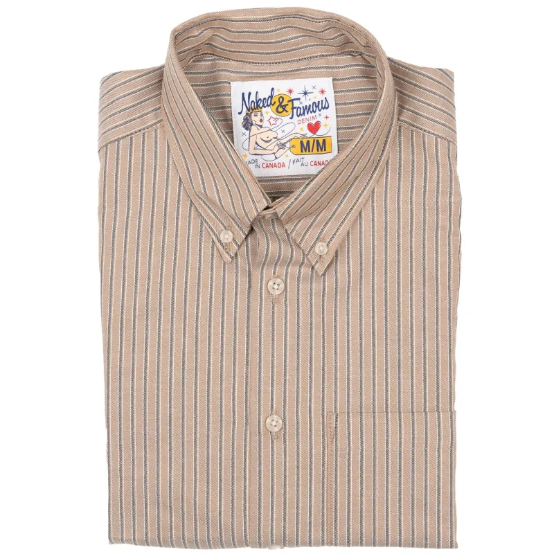 Easy Shirt  - Soft Finish Classic Stripe - Taupe sold by Tate + Yoko